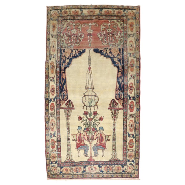 Beige 19th Century Kerman Pictorial Rug For Sale - Image 8 of 18