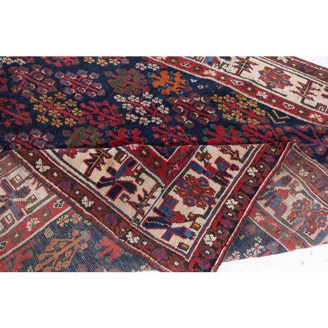 19th Century North West Persian Botanic Handwoven Wool Rug For Sale - Image 4 of 9