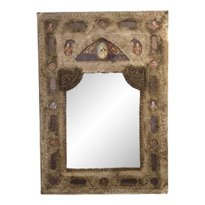 Hand Made Metal Frame Mirror on Custom Lucite Stand