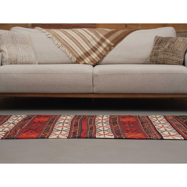 Red 1970s Vintage Handmade Wool Cotton Red Kilim Area Rug For Sale - Image 8 of 11