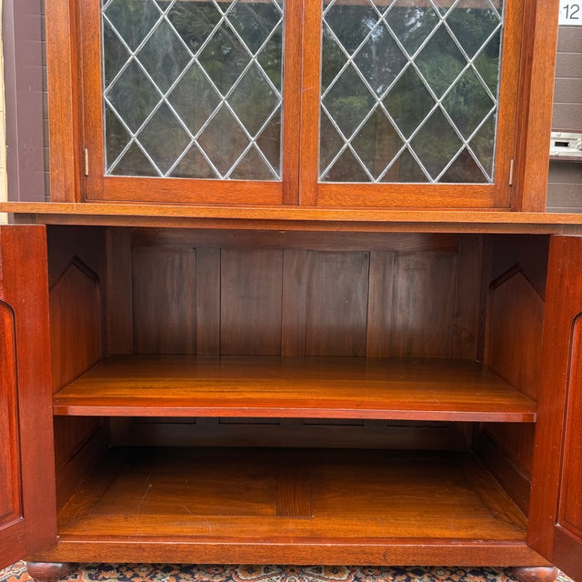 C. 1900 - 1910 Tobey Furniture Premium Hand Made Solid Mahogany Gothic Inspired Library Bookcase - 2 Pieces For Sale - Image 13 of 18