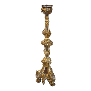 Mid-19th Century Italian Carved Giltwood Candlestick With Inset Mirrored Panels