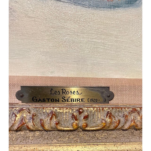 1960s Gaston Sebire, French Post Impressionist Oil Painting Floral Roses, Vase Gaston Sebire Flowers, c.1960 For Sale - Image 5 of 9
