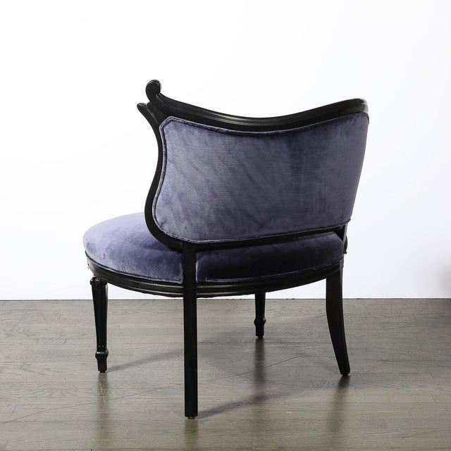 Pair of Art Deco Asymmetrical Fluted Curvilinear Ebonized Walnut Lounge Chairs For Sale - Image 9 of 18