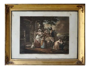 Early 19th Century Hand Colored Engraving Titled "Selling Cherries" After George Morland, Framed