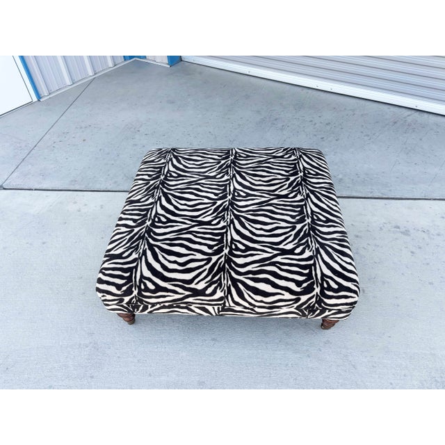 Mid-Century Modern 1960s Mid Century Large Zebra Ottoman For Sale - Image 3 of 9