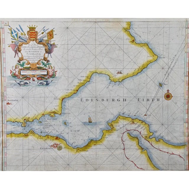 This hand-colored sea chart is entitled "Edinburgh Firth" from "Great Britain's Coasting Pilot. Being a New and Exact...