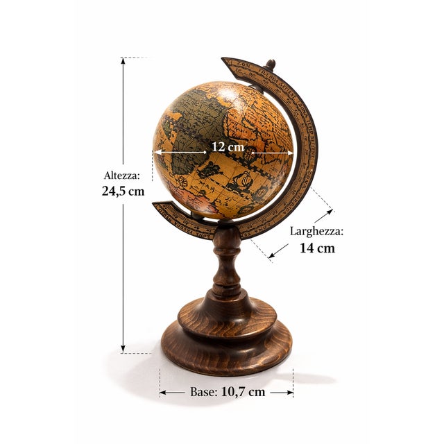 Black Vintage Italian Decorative Desktop Globe with Fiammato Wood Base, 1970s For Sale - Image 8 of 9