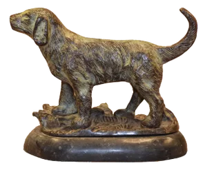 Art Deco Metal Dog Figurine on Marble Base, 1950s