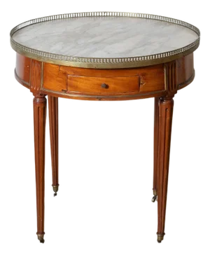 Late 18th Century French Mahogany Work Table with Marble Top and Brass Gallery