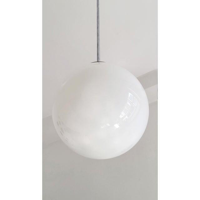 Art Deco Globe Pendant Light in Glass and Chrome, 1930s For Sale - Image 4 of 11