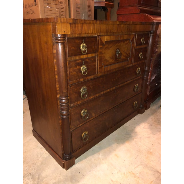 English Mid 1800s English Mahogany Gents Chest With Ring Pulls For Sale - Image 3 of 11
