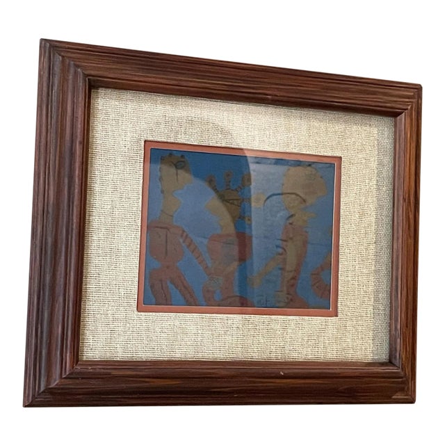 1970s Abstract Modernist Artwork Comical Figurative Lithograph For Sale