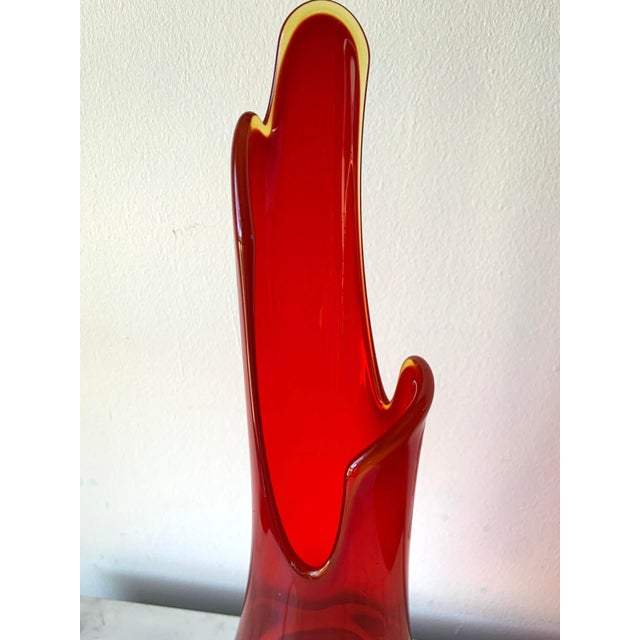 Mid Century Modern Flame Red Swung Vase by L E Smith Chairish