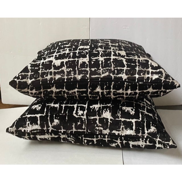 Elegant Ivory and Black 24" Pillow Pair Perfect accents to add flavor to a room Down Inserts Included / Zipper Closure...