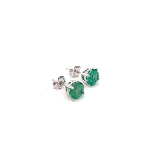 Metal Natural Emerald Stud Earrings 14k White Gold 1.93 Carats Certified For Sale - Image 7 of 11