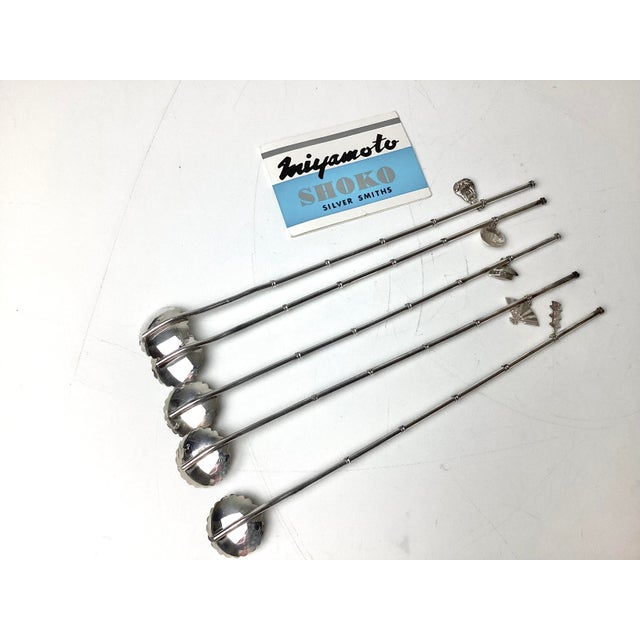 1960s 1960s Mid-Century Modern Japanese Sterling Silver Cocktail or Iced Tea Straws- Set of 5 For Sale - Image 5 of 5