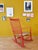 Rare rocking chair in beechwood, originally lacquered in orange-red. sturdy paper cord seat. designed by hans wegner for...