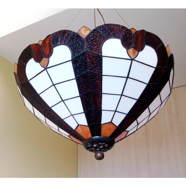 Hanging Light with Stained Glass by Anatoly Grischenko, 1990s For Sale - Image 3 of 5