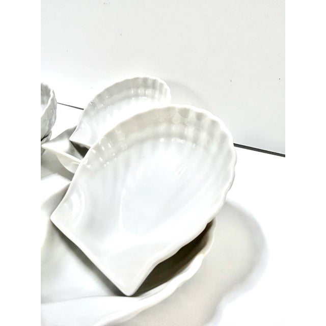 1980s White Porcelain Clam Shell Appetizer Plates – Coastal Set of 6 For Sale - Image 10 of 12