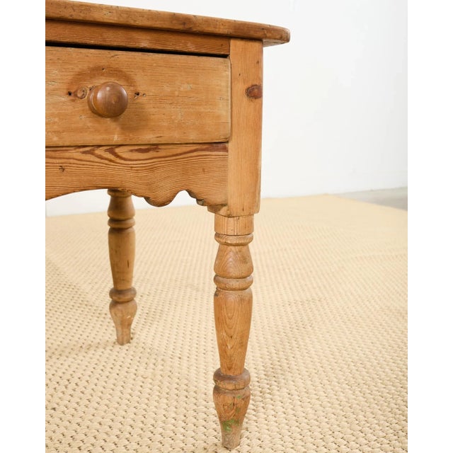 Tan Country English Farmhouse Pine Three Drawer Console Table For Sale - Image 8 of 12