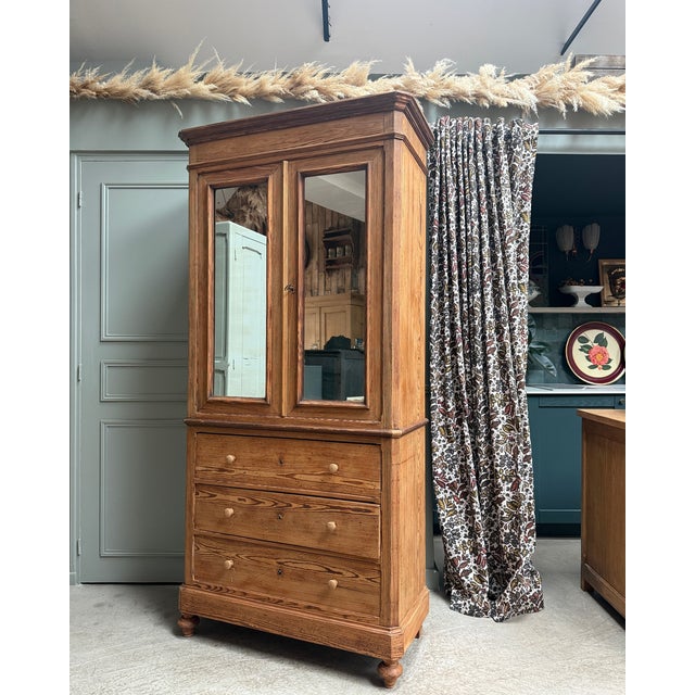 Wood Antique Louis Philippe Wardrobe in Pine For Sale - Image 7 of 18