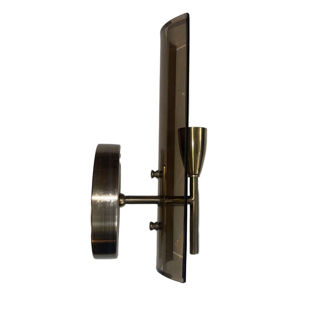 Italian Pair of Cristal Arte Smoky Glass Italian Sconces 1960s For Sale - Image 3 of 10
