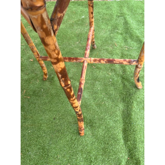 Late 19th Century Victorian Era Tiger Bamboo Wabi Sabi Naturally Distressed Octoganal Side Table For Sale - Image 4 of 7