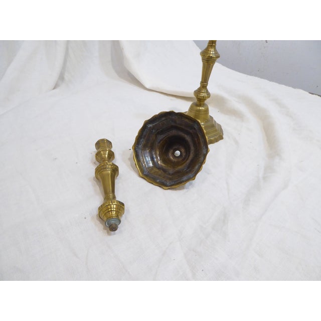 French 18th Century French Brass Candlesticks - A Pair For Sale - Image 3 of 4
