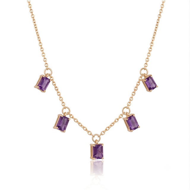 Elevate your jewelry collection with this exquisite gemstone necklace. Expertly crafted in 18K gold plating over 925...
