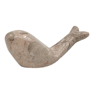 Vintage Nautical Solid Stone Carved Whale, Pink Whale, Nantucket Decor