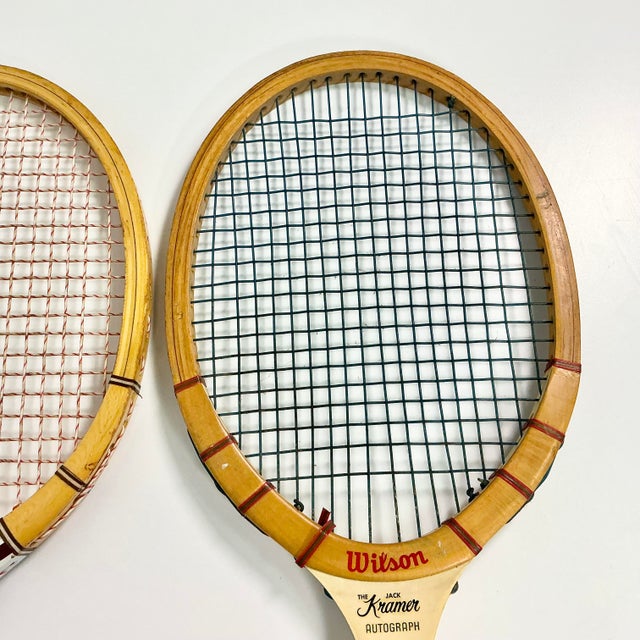 Vintage Americana Boho Chic Wood Wilson Tennis Rackets Decorative Wall Objects - Set of 2. For Sale - Image 12 of 12