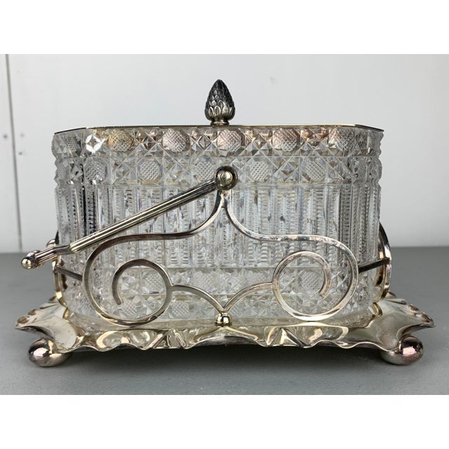 1960s Cut Crystal Serving Candy Dish in Metal Holder For Sale In Los Angeles - Image 6 of 12