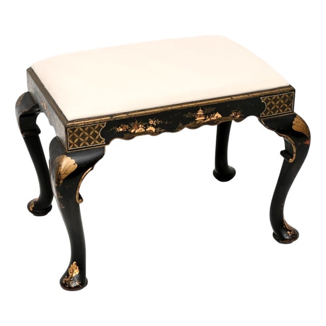 Antique Lacquered Chinoiserie Stool, 1900 For Sale