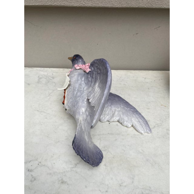 Light Gray 19th Century French Majolica Pigeon Wall Pocket For Sale - Image 8 of 11