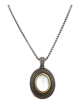 David Yurman Sterling Silver & 14k Gold Oval Mother of Pearl Quartz Pendant