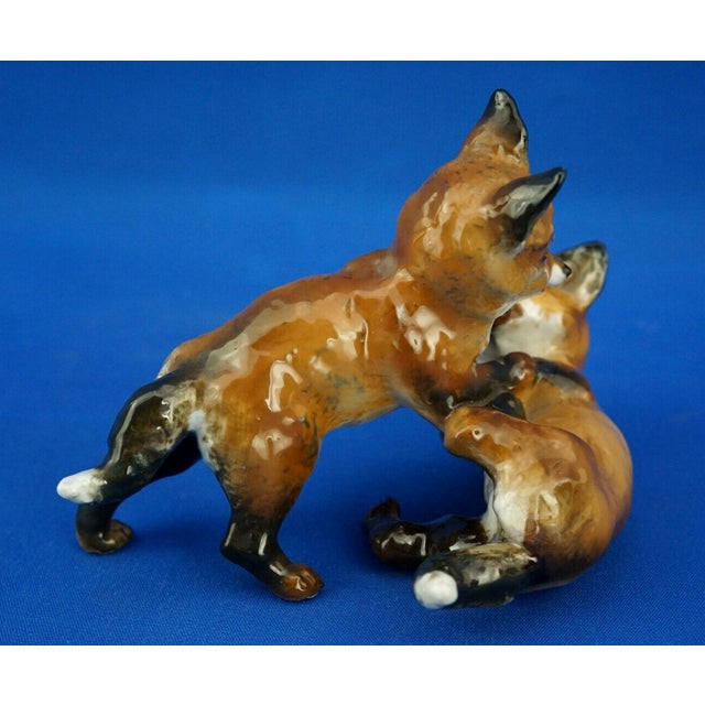 Brown Vintage Hard Porcelain Fox Cubs Figurine by Fritz Heidenreich for Rosenthal, 1930s For Sale - Image 8 of 18