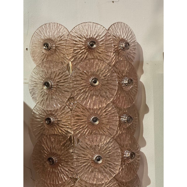 Pair of Murano Fume Glass Disc Sconces For Sale - Image 4 of 6