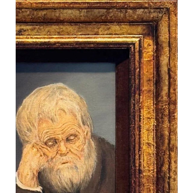 1960s 1967 Signed Original Clifton Hofa Oil Portrait – "Contemplating Time" For Sale - Image 5 of 13