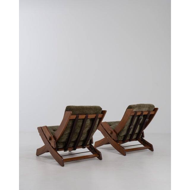 Pair Of Mid-Century Modern Lounge Armchairs With Adjustable Backs Green For Sale - Image 17 of 18