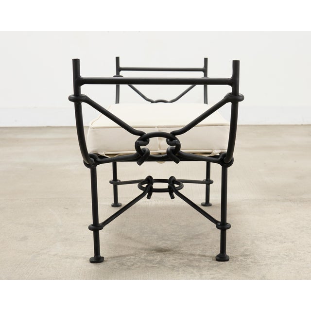 Metal Neoclassical Style Horned Aluminum Bench After Diego Giacometti For Sale - Image 7 of 18
