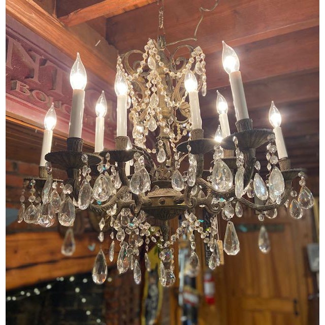 Rustic Farmhouse Crystal and Brass Antique Chandelier ...