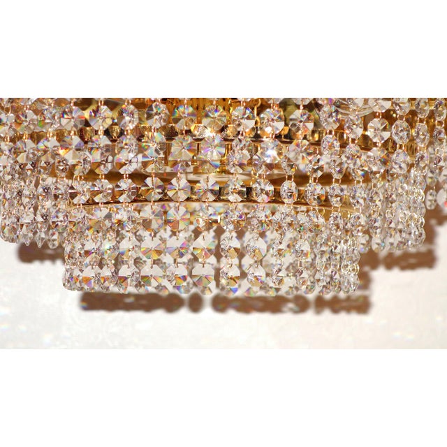 Vintage Brass, Lead Crystal, and 24k Gold-Plated Chandelier from Sölken Leuchten, 1970s For Sale - Image 9 of 10