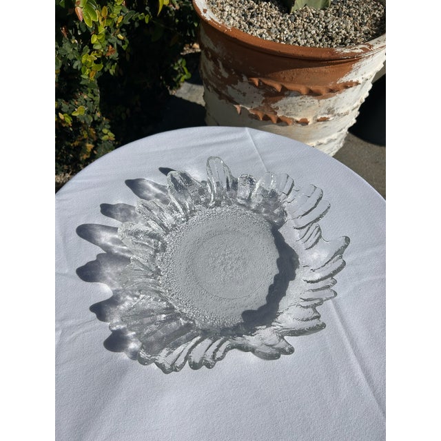 Vintage Scandinavian Iced Glass Textured Platter For Sale - Image 4 of 18