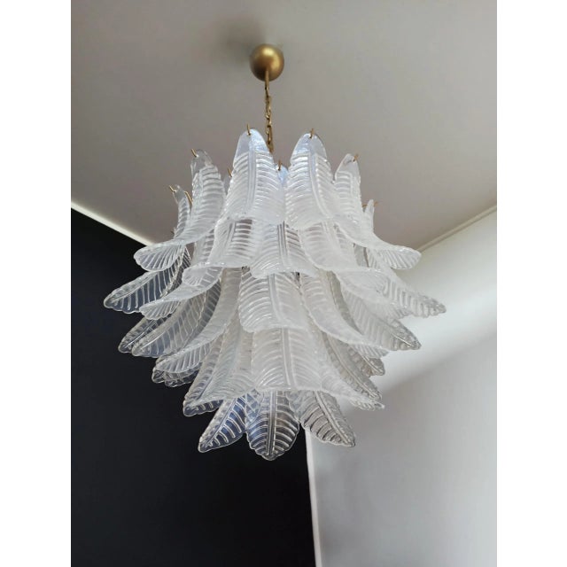 Murano Italian Murano Six-Tier Opaline Felci Glass Chandelier, 36 Opal Glasses For Sale - Image 4 of 12