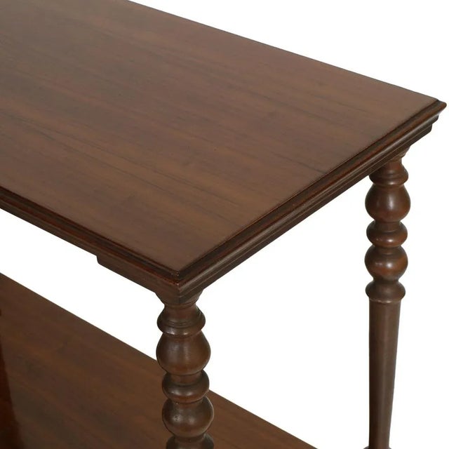 Mid-Century Modern Italian Sliding Side Table in Mahogany with Turned Legs For Sale - Image 4 of 5