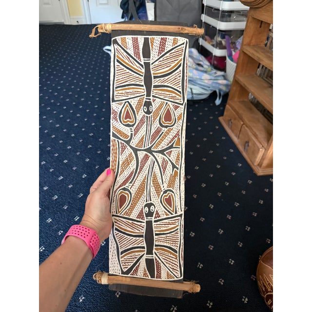 Late 20th Century Vintage Aboriginal Bark Painting For Sale - Image 5 of 6