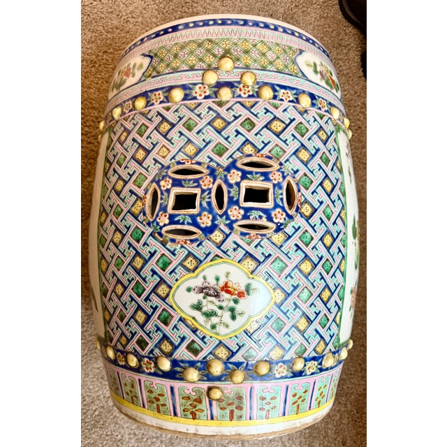 Antique Qing Dynasty Famille Rose Garden Stool For Sale - Image 4 of 6