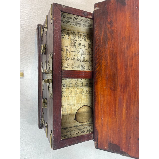 Late 19th Century Mid Century Korean Wooden and Brass Jewelry Box For Sale - Image 10 of 11