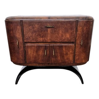 Mid-Century Art Deco Italian Walnut Burl and Mirror Mosaic Dry Bar Cabinet by Paolo Buffa, 1950s For Sale
